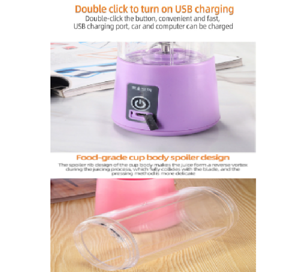 Portable Blender USB Mixer Blades Electric Juicer Machine Smoothie Blender  Mini Food Processor Personal Lemon Squeezer